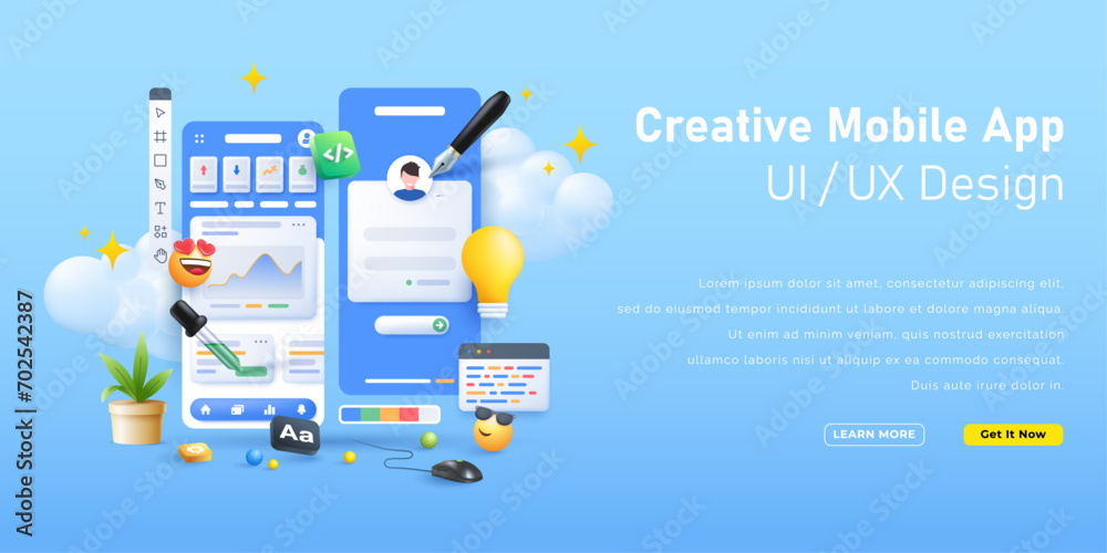 Wall mural mobile app ui/ux design and coding development concept illustration
