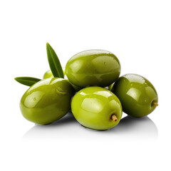 Pitted olives Green olive on isolate transparency background, PNG