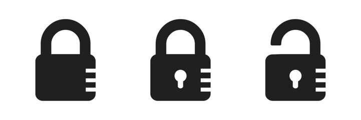 padlock lock unlock icon vector design - obrazy, fototapety, plakaty