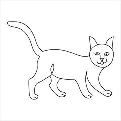 Continuous one line cat pet animal outline art vector illustration and minimalist drawing