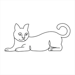 Continuous one line cat pet animal outline art vector illustration and minimalist drawing