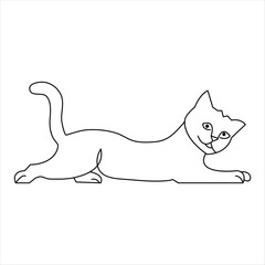 Continuous one line cat pet animal outline art vector illustration and minimalist drawing