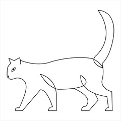 Cat pet animal single line art drawing continuous outline vector illustration minimalist