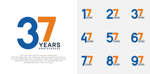 anniversary logo style vector design with blue and orange color can be use for celebration day