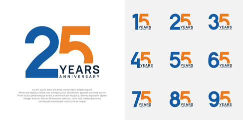 anniversary logo style vector design with blue and orange color can be use for celebration day