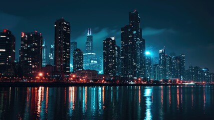 Fototapeta na wymiar panoramic night city skyline 