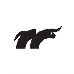 letter M bull logo simple icon design.