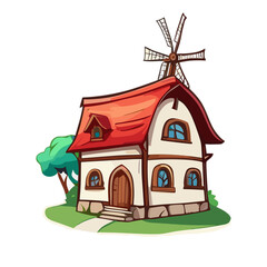 Traditional village house. village house illustration in PNG. Traditional house roof. farmhouse illustration. 