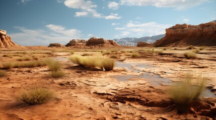 Fototapeta premium Illustration of dried landscape because of desertification.
