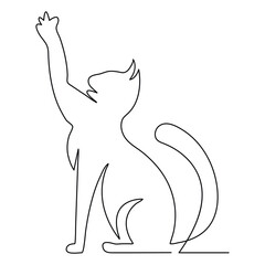 Cat pet animal single line art drawing continuous outline vector illustration minimalist