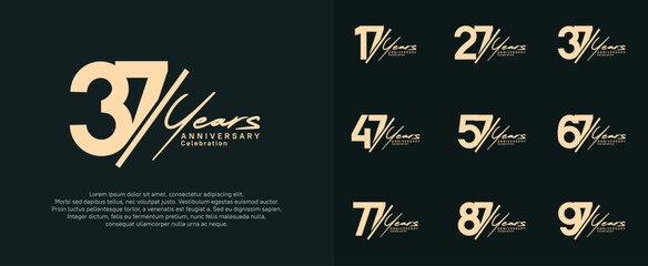 anniversary logotype vector design with slash and handwriting brown color for special day
