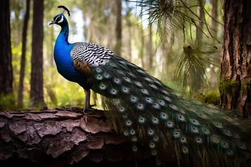 Rolgordijnen Close up of colorful beautiful peacock  © Ainur
