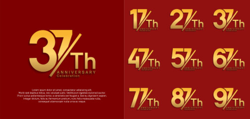 anniversary logo style vector set with slash golden color can be use for celebration