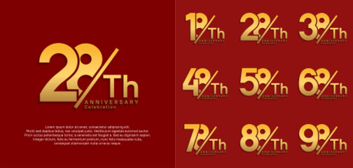 anniversary logo style vector set with slash golden color can be use for celebration
