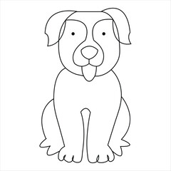 Continuous single line dog vector art drawing minimalist dog face outline abstract hand drawn style