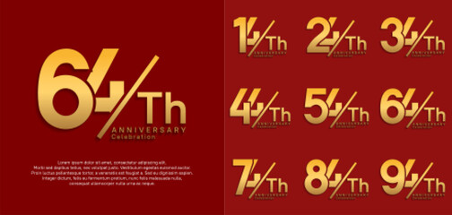 anniversary logo style vector set with slash golden color can be use for celebration
