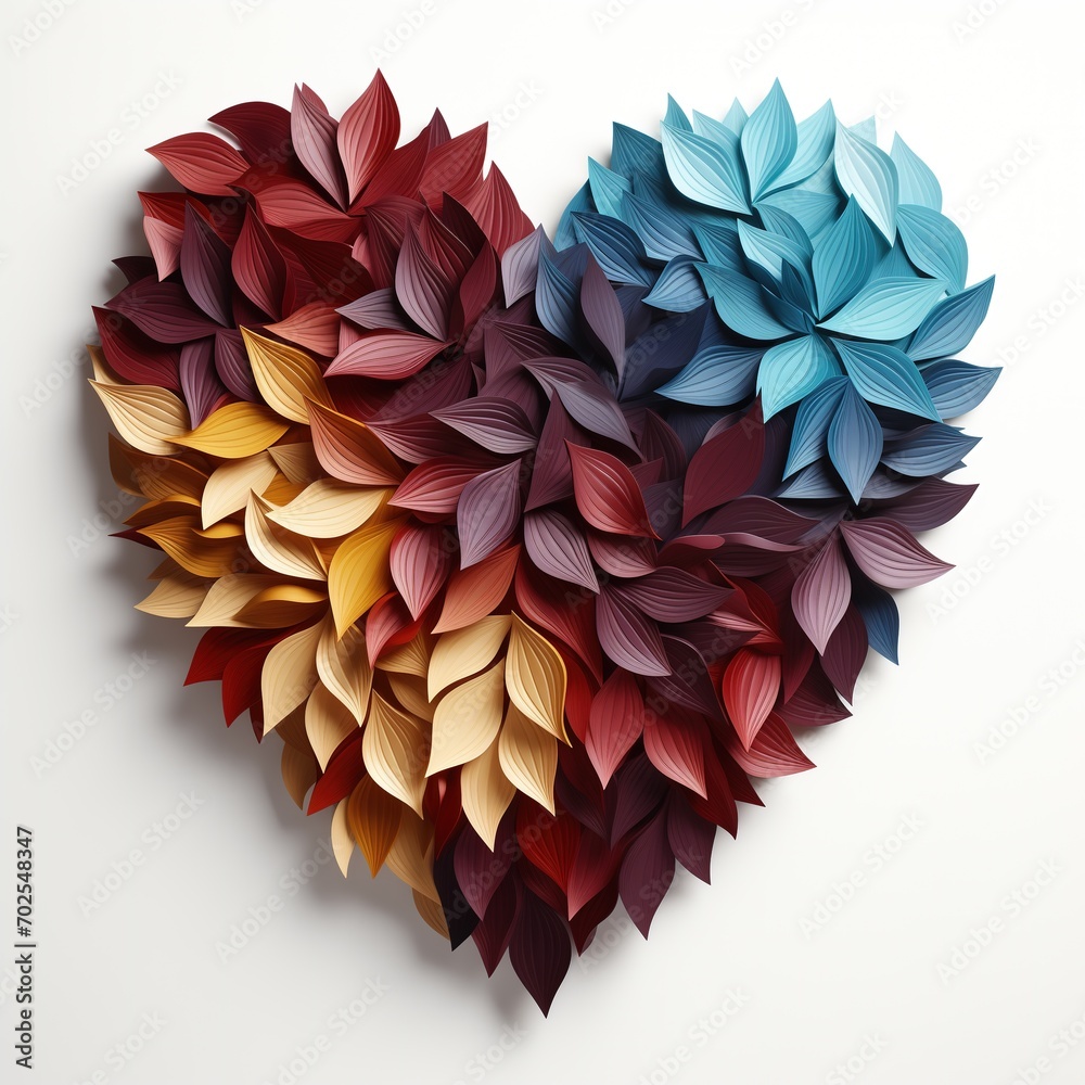 Canvas Prints heart made of colorful leafs on white background