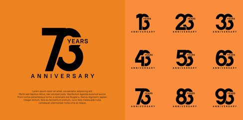 anniversary logotype vector set with black color for special celebration day