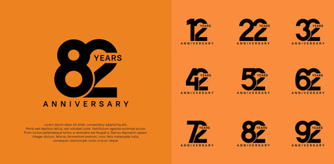 anniversary logotype vector set with black color for special celebration day