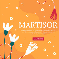 happy martisor illustration in flat design style with flowers - obrazy, fototapety, plakaty