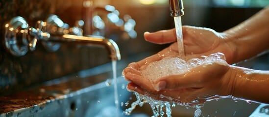Step-by-step instructions for handwashing to prevent the spread of COVID-19. - obrazy, fototapety, plakaty