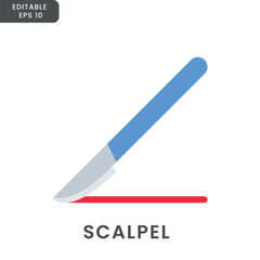 Scalpel or medical surgery cutting tool blade on a white background