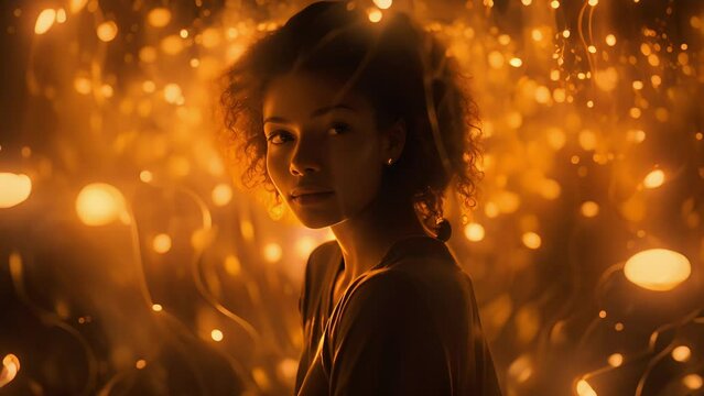 The viewer is surrounded by a maze of glowing hearts, creating a feeling of being completely immersed in love and warmth.