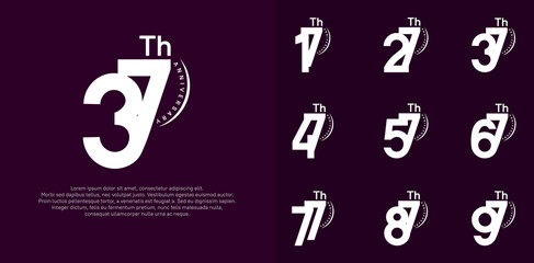 anniversary logotype vector set, white color can be use for special day celebration