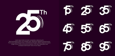 anniversary logotype vector set, white color can be use for special day celebration