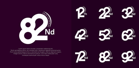 anniversary logotype vector set, white color can be use for special day celebration