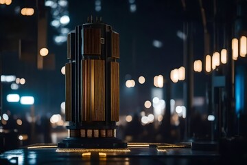 Electrical transformer atop a tall pillar - Powered by Adobe