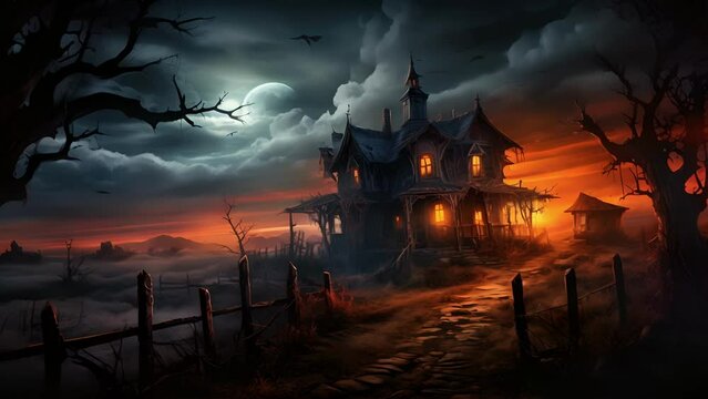 An old haunted house where a zombie lurks in the darkness waiting for its unaware unsuspecting prey.