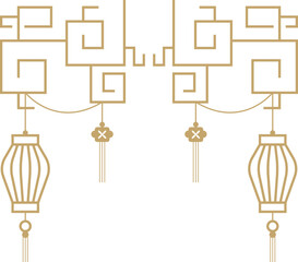 Golden chinese hanging lantern illustration