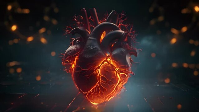 An intricate, digital heart beating in a mesmerizing motion, portraying the complexities and depth of the human heart.