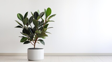 rubber plant ficus elastica in minimalist room