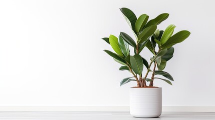 rubber plant ficus elastica in minimalist room