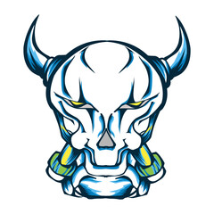 Fototapeta premium Blue white skull sticker illustration. Perfect for logos, stickers, icons, hat designs, clothes.