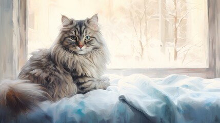 Obraz premium siberian cat in room