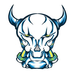 Blue white skull sticker illustration. Perfect for logos, stickers, icons, hat designs, clothes.