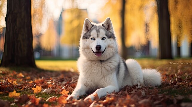 siberian huskey in the park