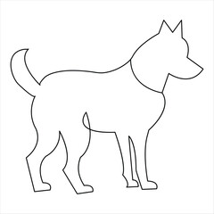 Dog pet animal outline vector illustration and continuous single line hand drawn sketch
