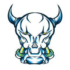 Blue white skull sticker illustration. Perfect for logos, stickers, icons, hat designs, clothes.