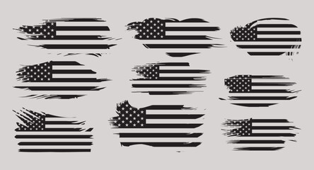 American Flag Silhouette, grunge USA flag set vector, grunge, flag, silhouette, independence, July, 4th of July, 4th July, flag silhouette