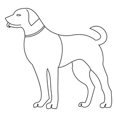 Dog pet animal outline vector illustration and continuous single line hand drawn sketch