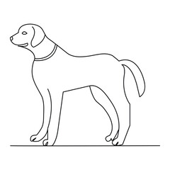  Dog pet animal continuous one line art drawing and dog icon simple outline vector illustration