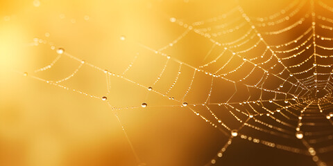 spider web with dew drops, Ethereal Spiderweb with Dew Drops