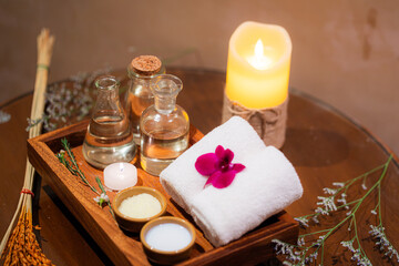 Thai massage oil massage spa room Raw materials for massage Spa compress