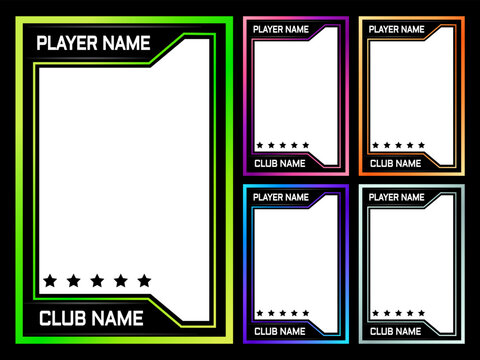 card game template with bright gradient frame, for player game, hockey, football