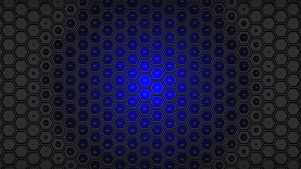 Fototapeta na wymiar Abstract background with different size black and blue hexagons