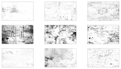 Fototapeta premium Set of 9 grunge textures. vector illustration. Big collection of Grunge post Stamps . Circles. Large set of Banners, Insignias , Logos, Icons, Labels and Badges . vector distress textures.blank shapes